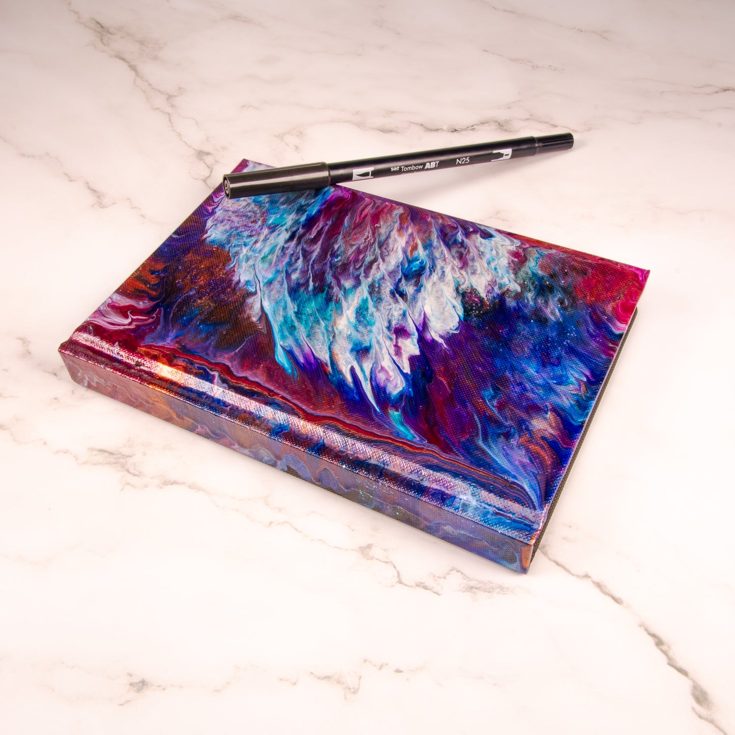 Flowing Aurora - Custom Paint Pour Journal 5.5" x 8"