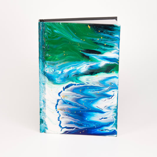 Land and Sea - Custom Paint Pour Journal 5.5" x 8"