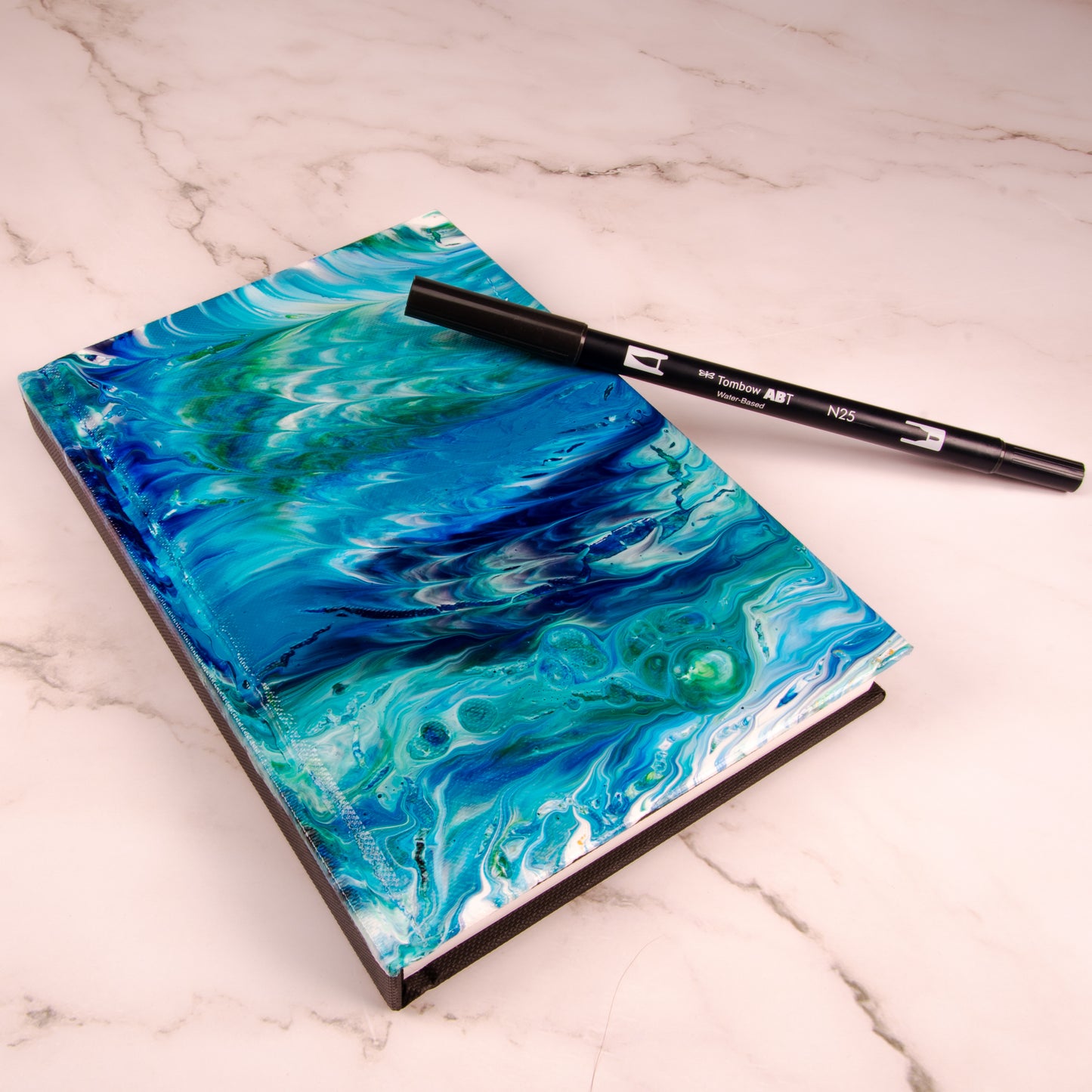 Ocean Sea - Custom Paint Pour Journal 5.5" x 8"